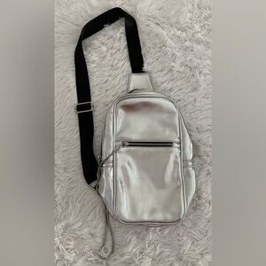Like Dreams Silver‎ Vegan Leather Crossbody Sling Bag
